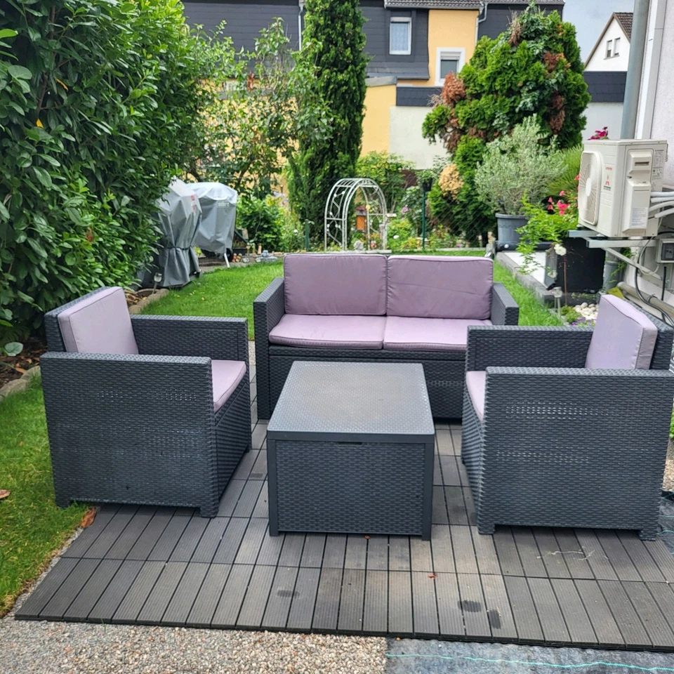 Lounge 4 teilig mit Sitzkissen,grau,gebraucht, VB 100€, nur Selbstabholer - Bild 1 von 4