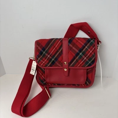 Bolso Bandolera Talbots Mujer Rojo Tartán Cuadros Acolchado Hombro Bolso Mensajero Nuevo con Etiquetas Foto 1 de 4