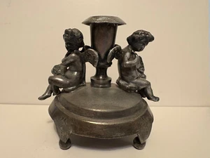Wilcox Quadruple Silver, Antique Silverplate, Cherubs Candle Holder, #2364 - Picture 1 of 15
