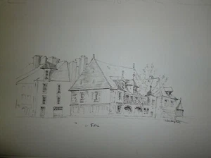 Dibujo a tinta violeta Rougier Lecoq sobre papel firmado Rougier-Lecoq ¡ESCASO! - Imagen 1 de 1