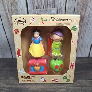 Disney Store Sketchbook Minis 4 Set Christmas Ornaments Snow White & Dopey (NIB) - Picture 1 of 3
