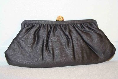 NOS Vtg 60s Long Purse 12 x 5 Cocktail Black Shiny Snap Clutch/Chain Handbag  - Image 1 of 4
