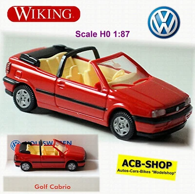VW Golf 3 Cabriolet 1993-98 Rosso Baldacchino: Nero 1:87 Wiking - Immagine 1 di 4
