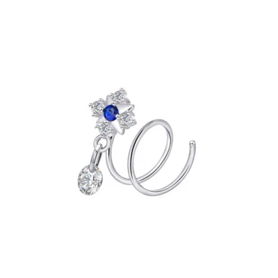 1Pair Twist Nose Rings Hoop Surgical Steel Double Hoop Spiral Nose Ring Tiny 20G - Image 1 of 4