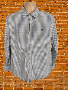 CREW CLOTHING LARGE KHAKI SHIRT LONG SLEEVE GINGHAM CLASSIC COTTON CASUAL MENS - Picture 1 of 5