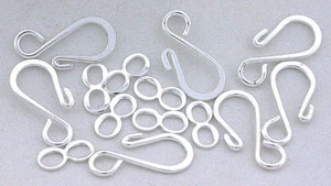 SIX 19mm STERLING PLATED HOOK & EYE CLASPS AF20 - Picture 1 of 1