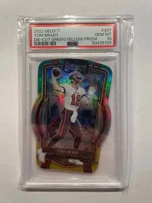 2022 Panini Select Tom Brady #207 Die-Cut Green/Yellow Prizm -- PSA 10 Gem Mint - Image 1 of 2