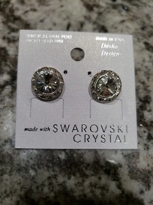 Stud Earrings Swarovski Elements Crystal CLEAR with Rhinestones NEW - Image 1 of 2