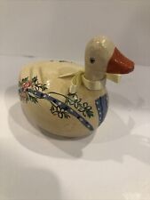 Hand Painted Paper Mache Floral Duck Swan Shape Trinket Box Easter Spring Vtg