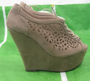 Nuevos zapatos con cordones Skintone de 5,5" de cuña alta de 2" plataforma punta abierta para mujer talla 6,5 - Imagen 1 de 4