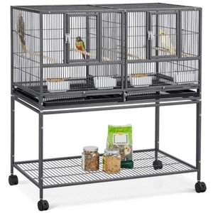 Großer Vogelkäfig Vögel Doppelkäfig Trennwand Trenngitter Zuchtkäfig Brutkäfig - Bild 1 von 12