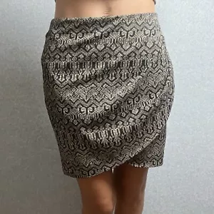 Maison Scotch Skirt Womens Size 1 AU 8 10 Wrap Mini Beige Black Geometric Boho - Picture 1 of 14