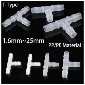 T Type Barbed 3-Way Tube Connector Hose Pipe Plastic Joiner Tube 1.6mm~25mm - Picture 1 of 12