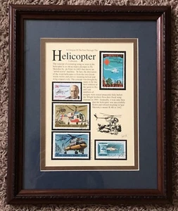 A Glimpse Of The Past Through Helicopter Stamp Collection. Framed And Signed - Picture 1 of 10