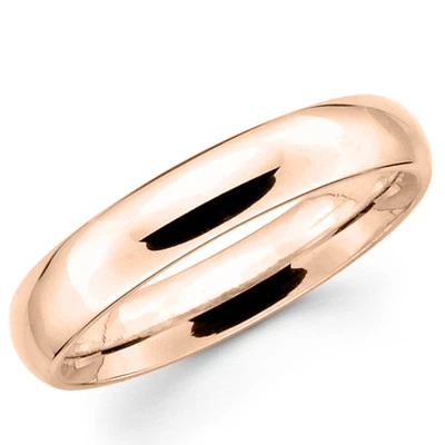 14K Solid Rose Gold 4mm Plain Men's and Women's Wedding Band Ring - Image 1 of 3