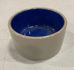 Stoneware Crock Dog Dish Small 4 inches diameter Gray/Blue - Picture 1 of 2