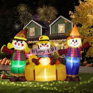 8.2 Ft Long Thanksgiving Harvest Fall Inflatables Scarecrow Decorations, Happy F - Picture 1 of 6