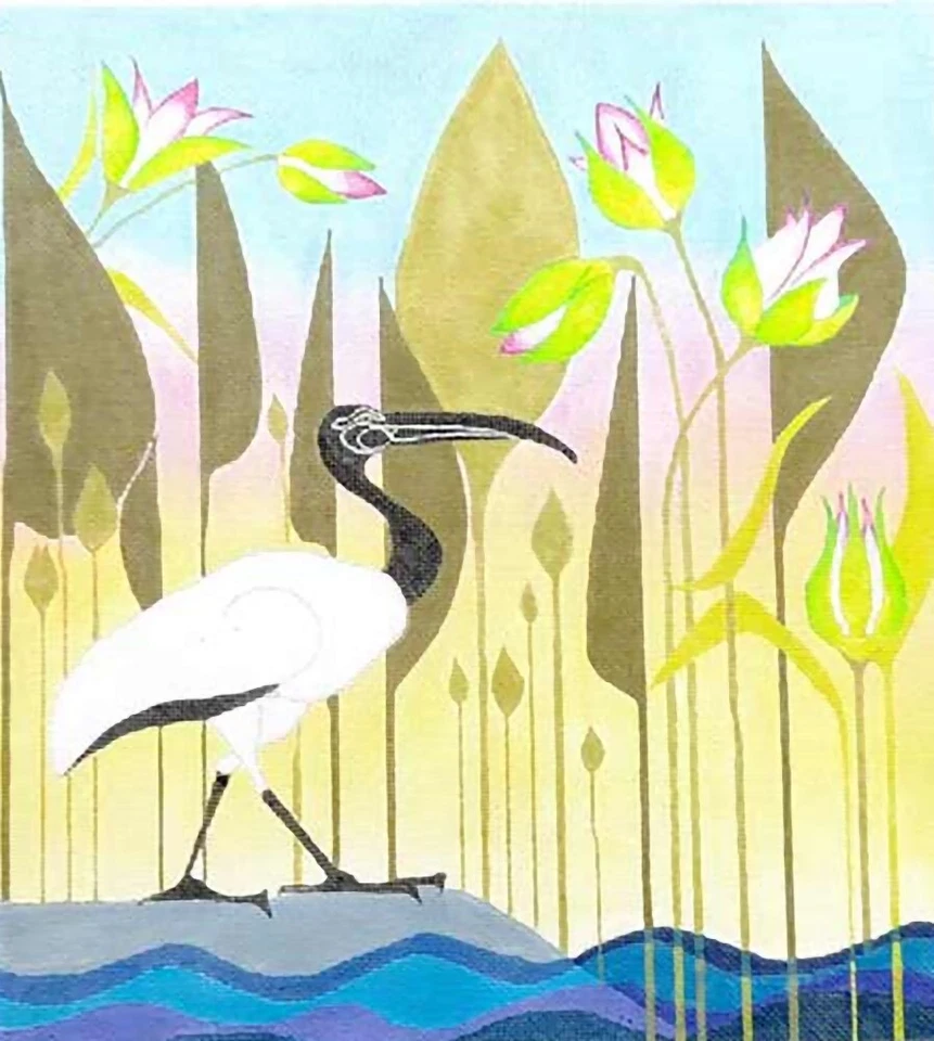 Needlepoint Handpainted Zecca Sunrise in the Swamp 13x14 - Image 1 of 1