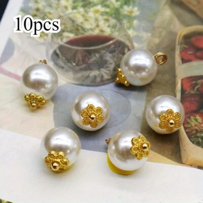 10pcs Plastic Faux Pearl Shank Buttons for Garment Sewing DIY Craft Retro Button - Image 1 of 4