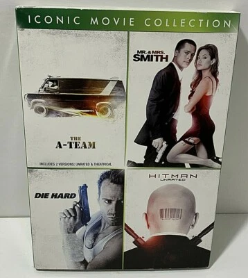 4 DVD Action Lot   The A-Team   Mr. & Mrs. Smith  Die Hard & Hitman   4 Disc Set - Image 1 of 2
