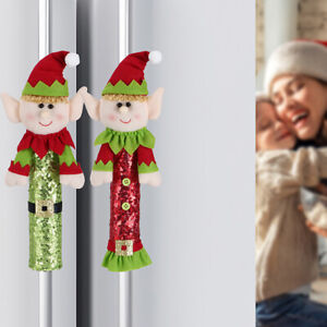 New 1PC Christmas Refrigerator Handle Cover Cloth Elf Santa Microwave Kitchen