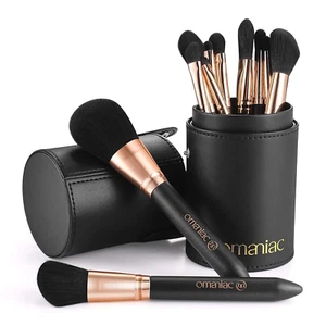 OMANIAC Makeup Brush Set Professional, 12 Pearlescent Wood Handle Makeup Brushes - Picture 1 of 12