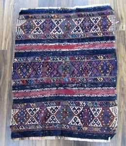 Antique Turkish Prayer Purple/Indigo Scatter Rug 34" x 25" - Picture 1 of 5