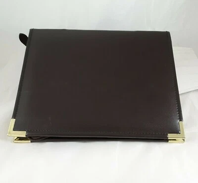 Alton 3 Ring Zippered Business Portfolio Padfolio Binder Dark Brown Gold Tipped  - Image 1 of 4