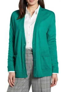 Halogen Halogen V-Neck Merino Wool blend Cardigan, Long sleeves, Small, NWT - Picture 1 of 6