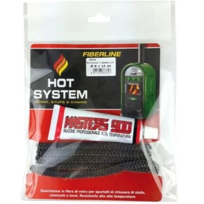 Guarnizione Stufe Legna Pallet Camini Fibra di vetro + Mastice 550° 8/10 x 1,5 m - Immagine 1 di 3
