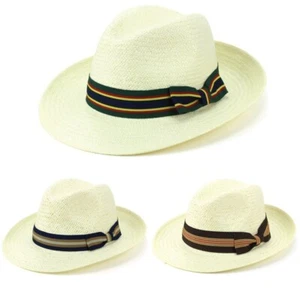 Hut Panama Stroh Fedora Trilby Kappe Sun Travel Krempe Breit Herren Damen-Sommer - Picture 1 of 13