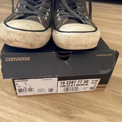 Converse sneakers high top grey suede shearling UK5 - Image 1 of 4