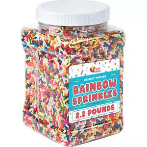 Rainbow Sprinkles - 2.2 Pounds - Bulk Rainbow Jimmies for Cookies - Birthday Cak - Picture 1 of 12