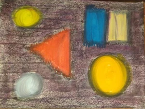 "Danza geométrica vibrante: amarillo, verde azulado y lavanda" / Matthew Natale - Imagen 1 de 1