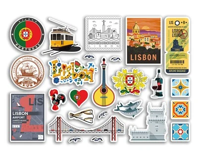 DESTINATION VINYL LTD A5 Sticker Sheet Lisbon Vinyl Stickers - Portugal Holiday Map City Travel #79033