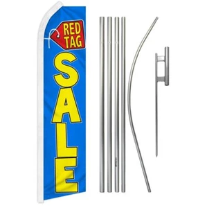 "RED TAG SALE" Advertising Super Flag & Pole Kit deal discount clearance - Picture 1 of 16