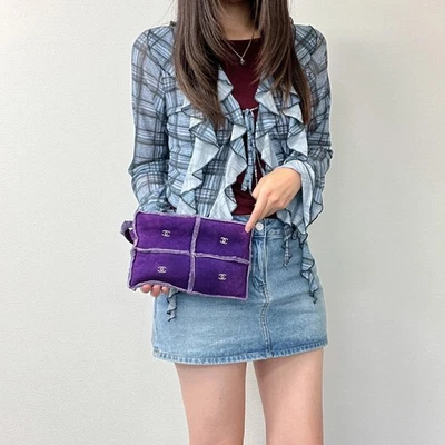 Auténtico bolso de mano Chanel Coco Mark Matelasse púrpura gamuza talla 6 para mujer Foto 1 de 4