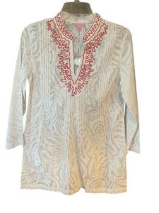 Lilly Pulitzer Gr. S Neu mit Etikett weiß rosa Pailletten Sarasota Luxus Strand Sommer Tunika - Bild 1 von 7