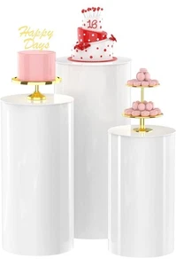 Wokceer Zylinder Podest Ständer für Party weiß 3 Stück großer runder Zylinder Tisch - Bild 1 von 11
