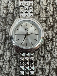 Womens Charming Charlie CC Watch 5913 Silver Tone Blue Leather Band New Battery - Picture 1 of 6