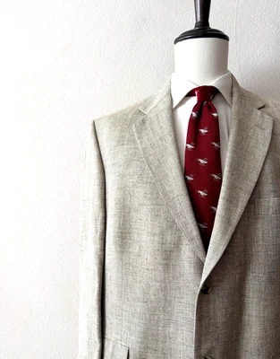 Stafford 100% Silk Sport Coat Jacket Men's 46R Beige 3-Button Textured Euc - Image 1 of 4