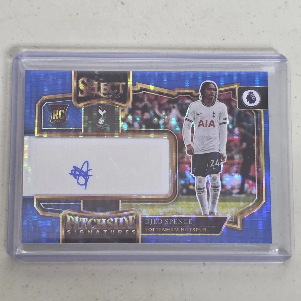 2022-23 Panini Select Pitchside Auto Djed Spence RC Blue Pulsar Tottenham NM/M - Image 1 of 3