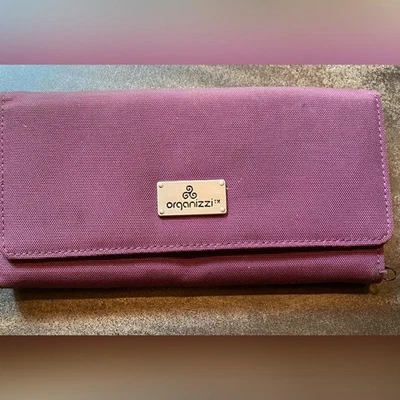 Organizzi Wallet Womens Purple Clutch Organizer Zip Pocket Card Holder Canvas Pu - Image 1 of 4