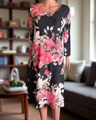 Vestido Charter Club. Talla XL. Multi Floral Negro. Nuevo con etiquetas Foto 1 de 4