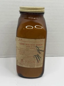 Vintage Empty Amber Pharmaceutical Glass Poison Bottle Merck & Company - Picture 1 of 10