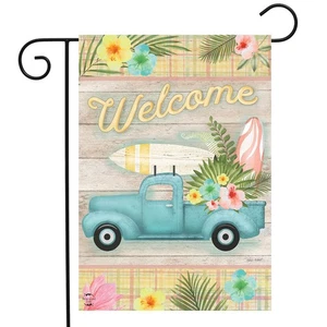 Briarwood Lane Tropical Pickup Truck Summer Garden Flag - Picture 1 of 4