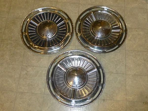 1962 CHEVY II NOVA (3) 13" HUBCAPS WHEEL COVERS CENTER CAPS 63 64 65 CHEVROLET - Picture 1 of 6