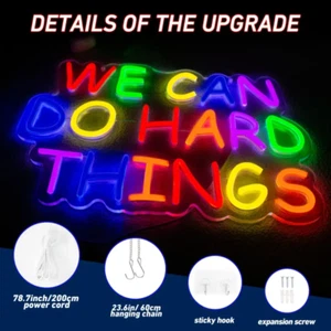 we can do hard things neon sign light Vibrant multi-color USB powered us stock - Picture 1 of 6