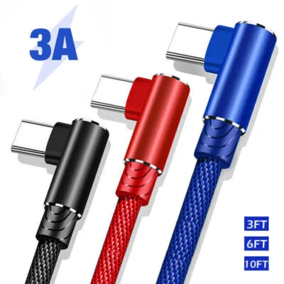 90° Angled L Shape Right Angle USB C Fast Charger Data Cord For Samsung S24 S23 - Image 1 of 4