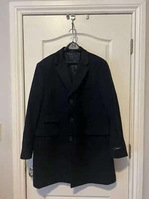 Nuevo $425 Kenneth Cole Hombres Azul Marino Lana Chaquetón Abrigo Chaqueta S44 S 44 Foto 1 de 4